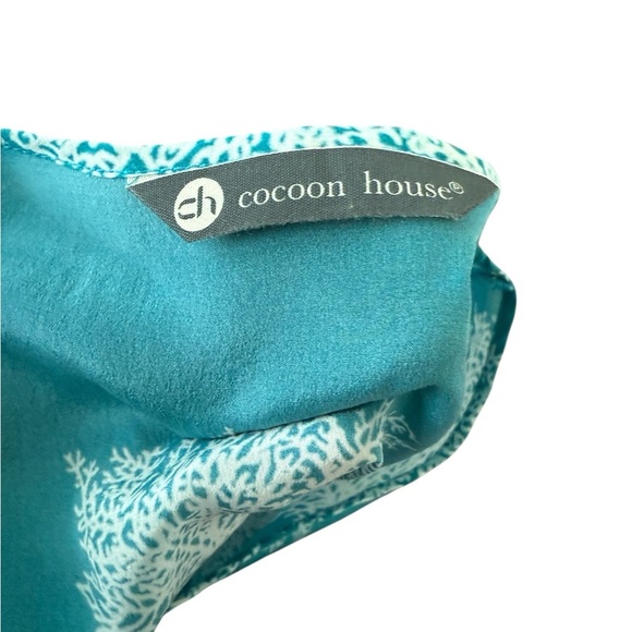 Cocoon House Turquoise Coral 
Sheer Silk Sleeveless Blouse Size S/M - Picture 5 of 7